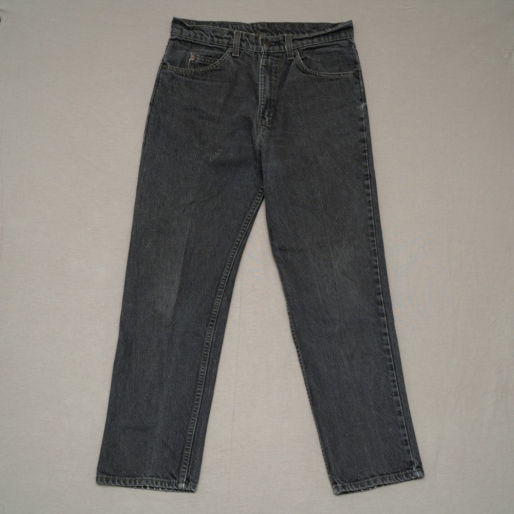 Vintage 80s Levis Leather Tab 540 Relaxed Fit Taper Faded Black Denim‎ Jeans